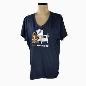 Lake Life is Good v-neck, Tee Shirt, Woman’s, blue, XL